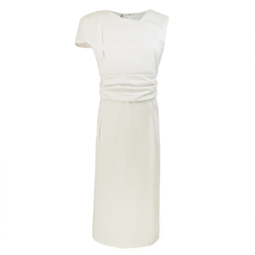 

European and American autumn hot women's elegant fashion sexy ruffled sleeves pleated slim pencil tight-fitting large size dress