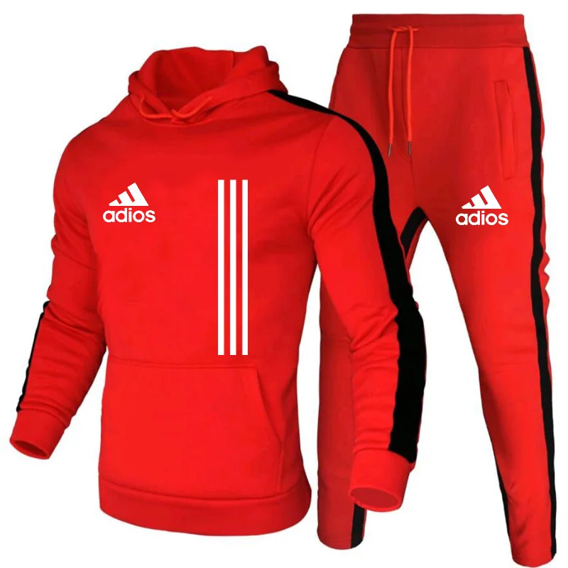 

2021 new adios men's spring and autumn suit Hoodie + pants casual sportswear men's sportswear gym brand sportswear