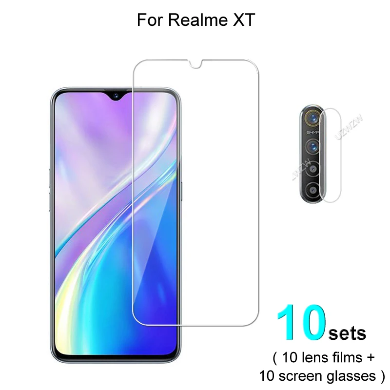 

10 комплектов стекла для объектива камеры Realme XT и защитная пленка для экрана HD закаленное стекло взрывозащищенное