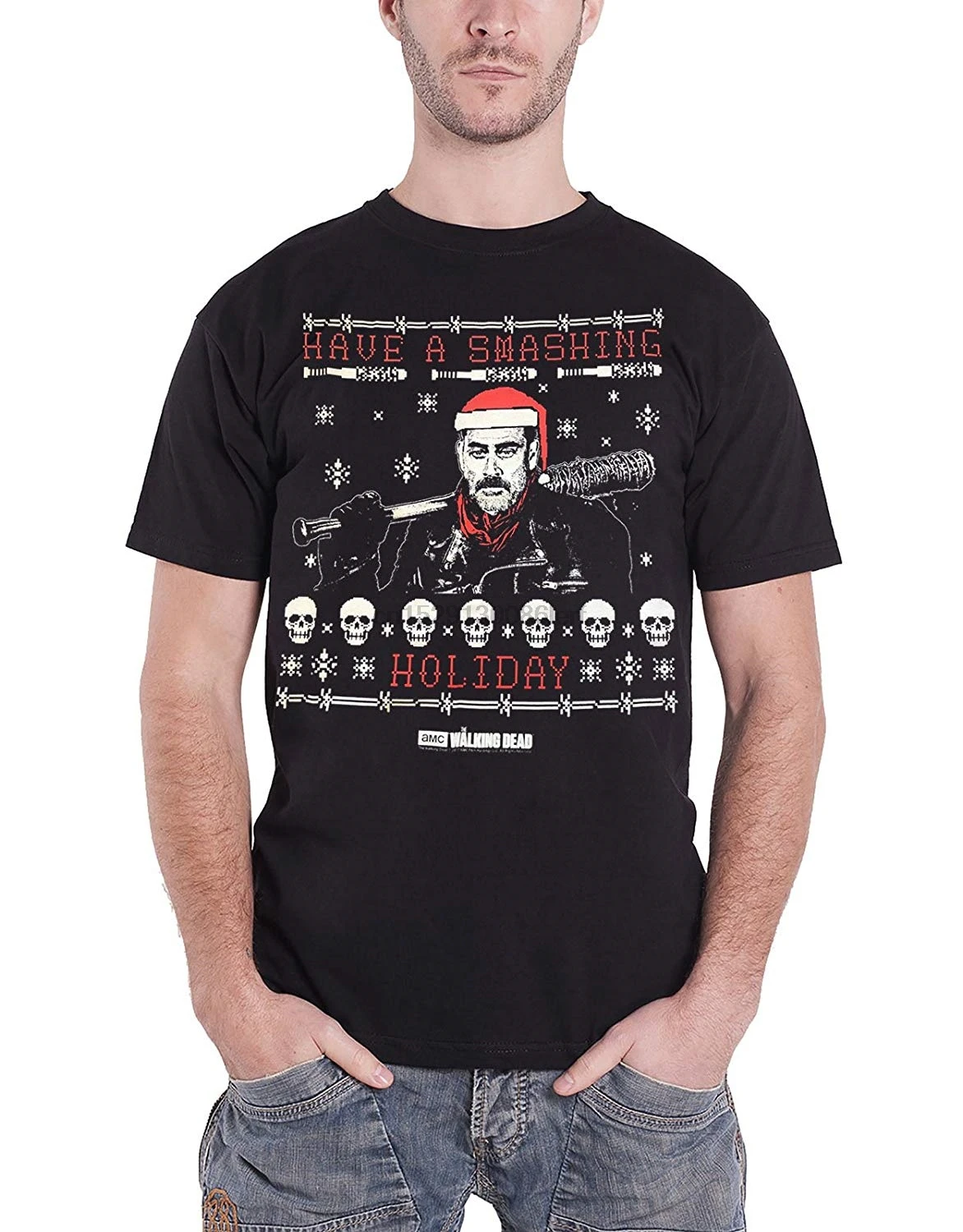 Ходячие мертвецы футболка Negan есть разбивание Рождество Официальный мужские