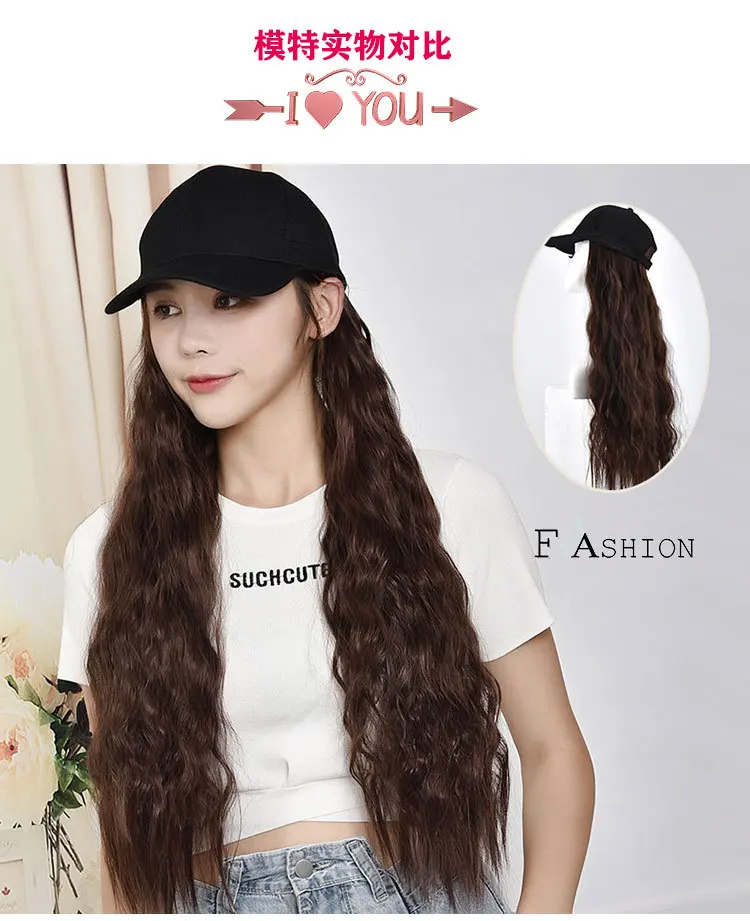 

WJ325B Adjustable fashion party fans black flair fake hair visor vig looking baseball caps hair hat