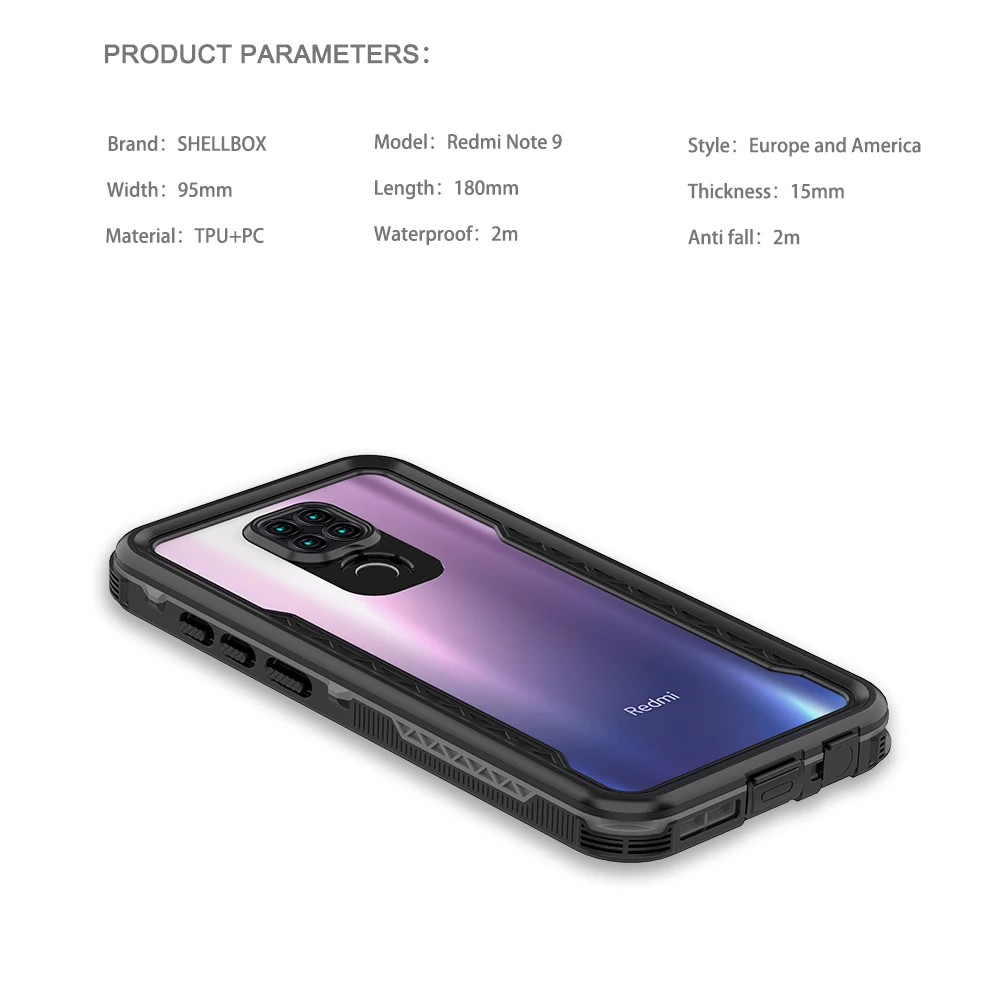 

IP68 Waterproof Phone Case For Xiaomi Redmi Note 9 Shockproof Case Underwater Cover for Redmi Note 9 Water Proof Cases Cover