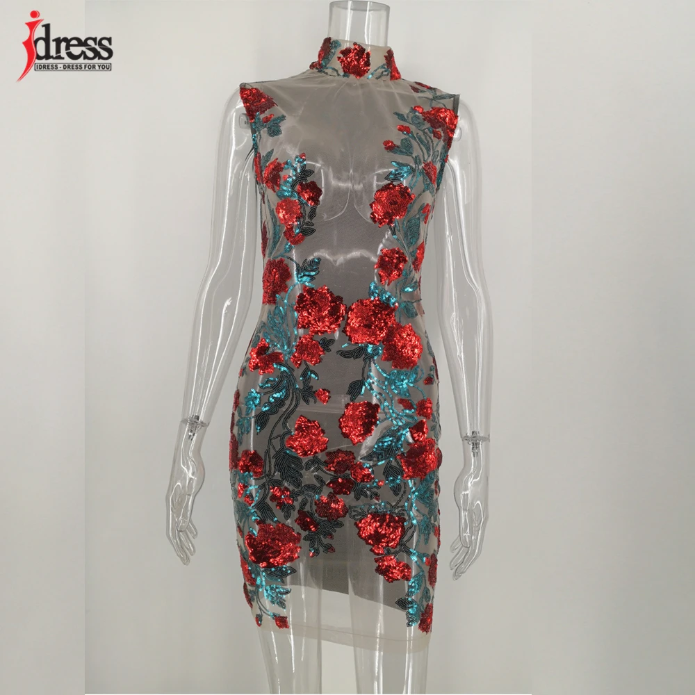IDress 2020 Vestidos женские сексуальные прозрачные сетчатые Летние Стильные цветочные