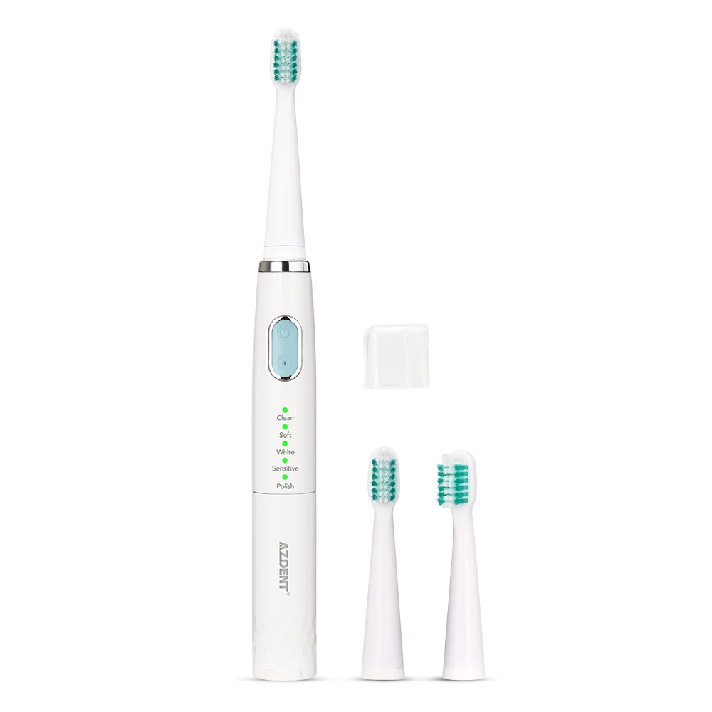 White AZ-4 Pro дешевая звуковая электрическая зубная щетка 5 режимов таймер зубная щетка AA батарея водонепроницаемый 3 шт. сменные головки без подзарядки - Цвет: White