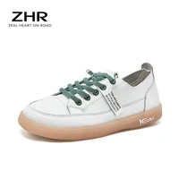 2021 new genuine leather women sneakers slip on white fashion tennis shoes casual flats rubber comfortable brand