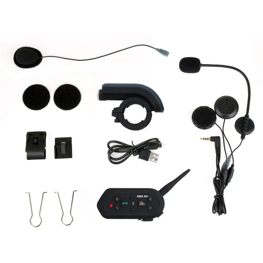

E6Plus Motorcycle Intercom Communicator Bluetooth Helmet Interphone Headsets VOX 1200M Distance with Remote Control for 6 Riders