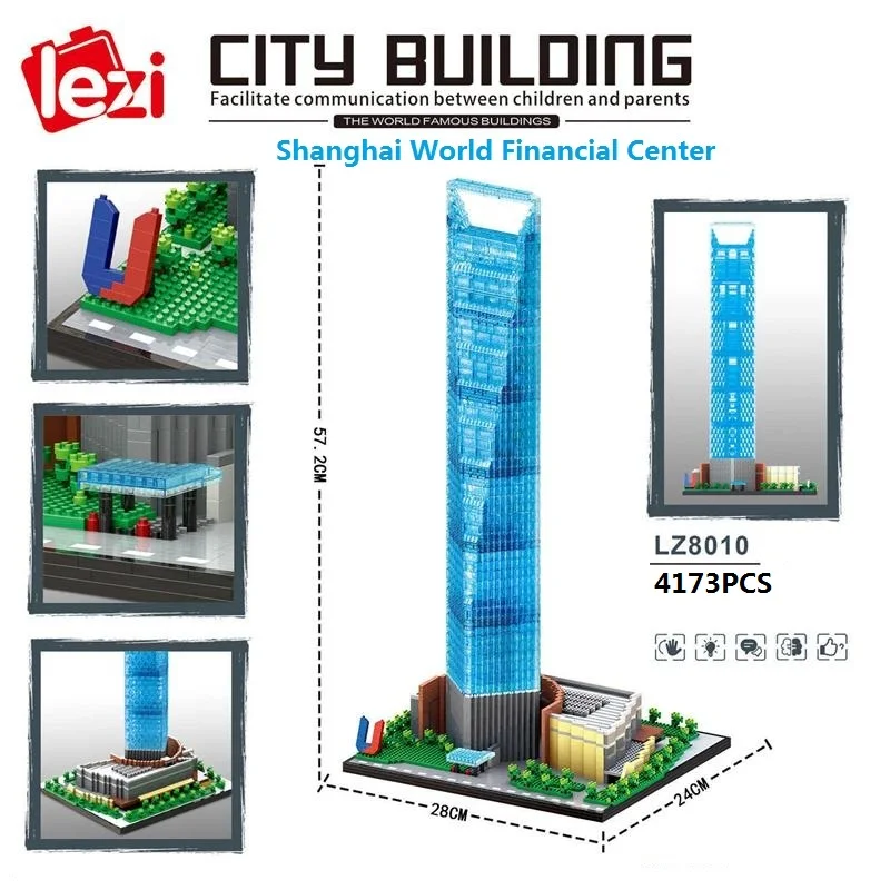 

4173 шт., мини-кубики, архитектура мира, пластиковые строительные блоки, Шанхай, финансовый центр, детская игрушка, подарки для детей 8010