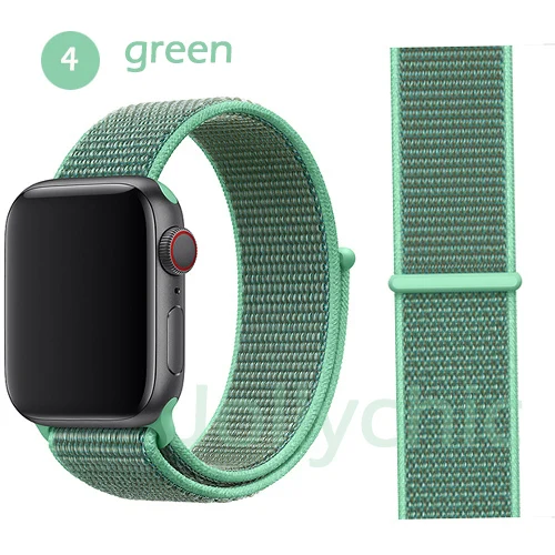 Нейлоновая Мягкая дышащая повязка для Apple Watch Series 4 3/2/1 полосы 38 мм 42 ММ сменная Спортивная петля для iwatch 4 3 2 1 40 мм 44 мм - Цвет ремешка: green