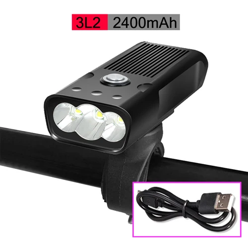 3L2 2400 no rear NEWBOLER 5200mAh Велосипедный свет дальнего света L2/T6 USB Перезаряжаемый комплект велосипедных фар Водонепроницаемая светодиодная фара power Bank Аксессуары - Цвет: 3L2 2400 no rear