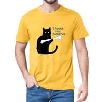 unisex 100 cotton i found this humerus humorous black cat christmas mens short sleeve t shirt women funny soft top tee gift