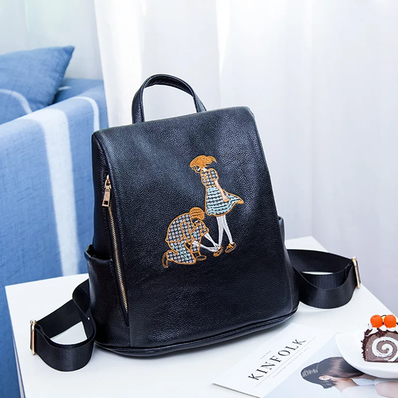 Пара вышитых Наплечные сумки из коровьей кожи женские натуральной Корейская