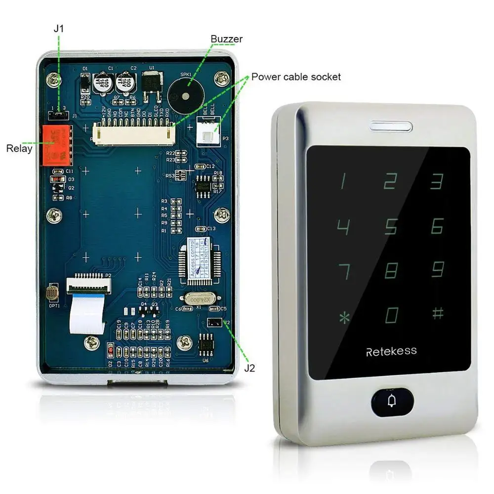 RETEKESS RFID система контроля допуска к двери 12V Сенсорная клавиатура Панель управления доступом 125KHZ KDL металлический чехол Корпус подсветка водонепроницаемый
