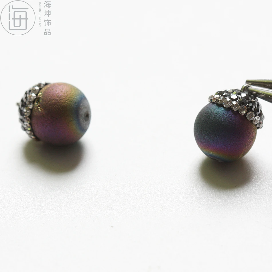 Ремесло поставка натуральный камень Шарм с Стразы колпачок-шар-14*12 мм (ZH403-1) |