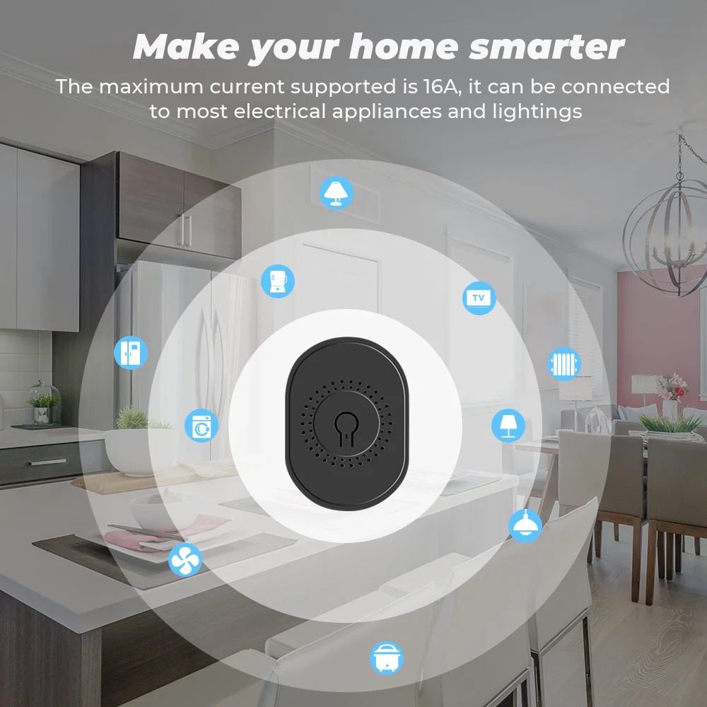 Tuya Smart WiFi мини светильник переключатель 16A 1Gang 2 Way DIY модуль таймер Управление