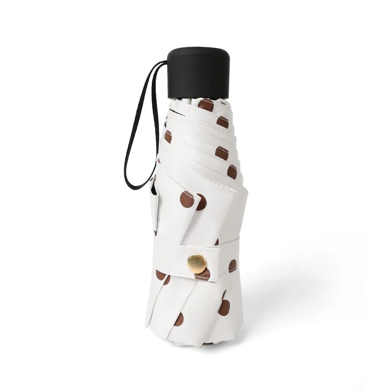 Складной зонт от солнца Женский солнцезащитный козырек в горошек маленький