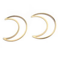 10pcs raw brass large crescent moon pendant hanging earrings geometric connector charms for diy jewelry findings making