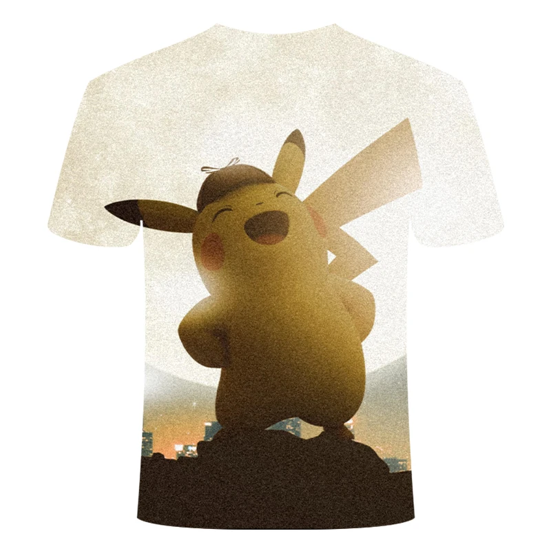 New 3D Movie Detective Pokemon Pikachu T-shirt For Boy/girl Tshirts Fashion Summer Casual Tees Anime Cute Cartoon Clothes