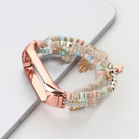 bead women strap bracelet for xiaomi mi band 7 6 5 smart wristband replacement for miband 4 3 jewelry elastic stretch wrist belt