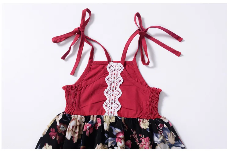 Burgundy Princess Dresses Girls Floral Asymmetrical Evening Party Dress for Kids Summer Modis Girl Costume | Детская одежда и