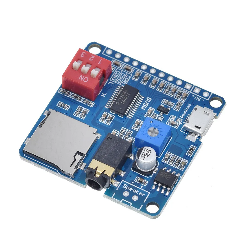 

For Arduino MP3 Music Player Voice Playback Amplifier Module 5W SD/TF Card Integrated UART I/O Trigger Class D