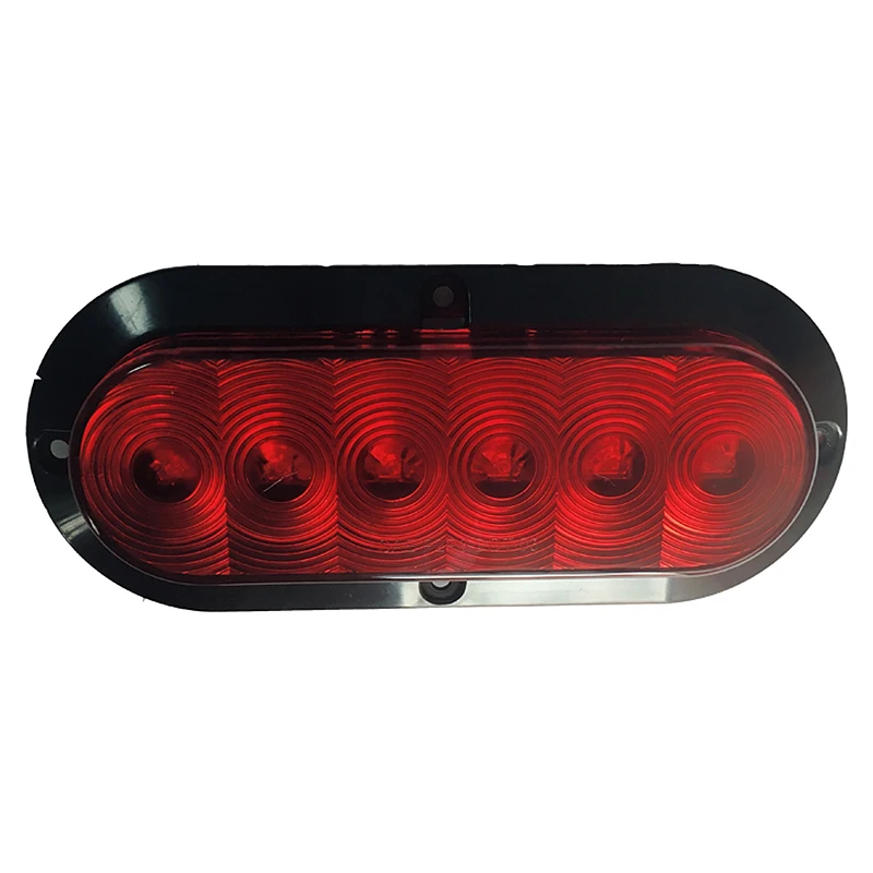 

2X Trailer Truck Boat Red 6 LED Flange Mount 6inch Oval Stop Turn Tail Brake Lights