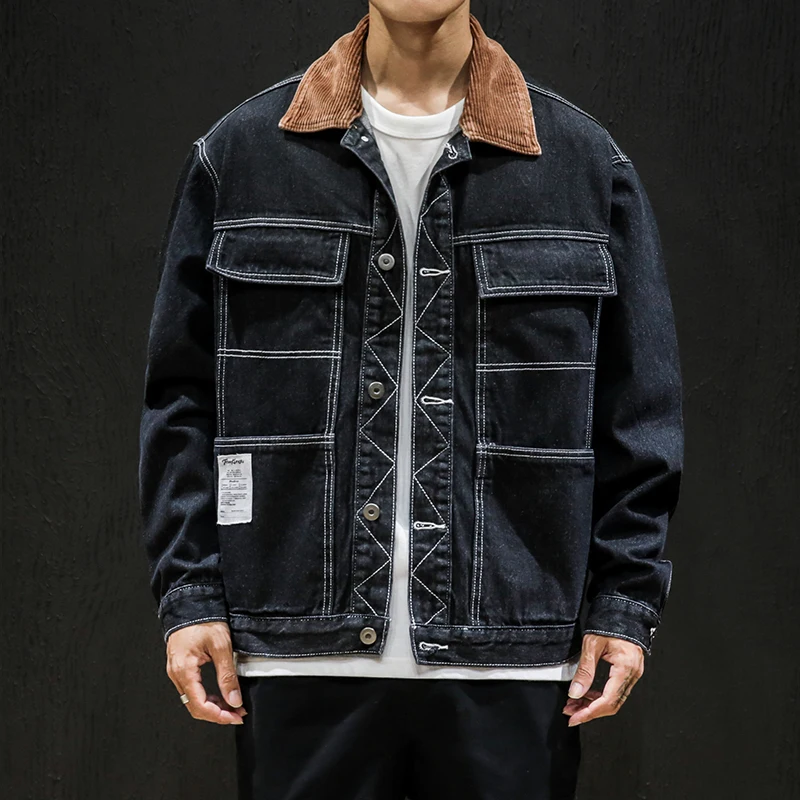 FUGOISM 2019 хлопковая однотонная джинсовая куртка мужская повседневная Свободная