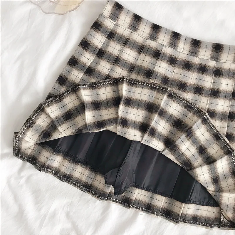 Женская юбка в клетку gonne donna летняя Клетчатая плиссированная мини-юбка с высокой