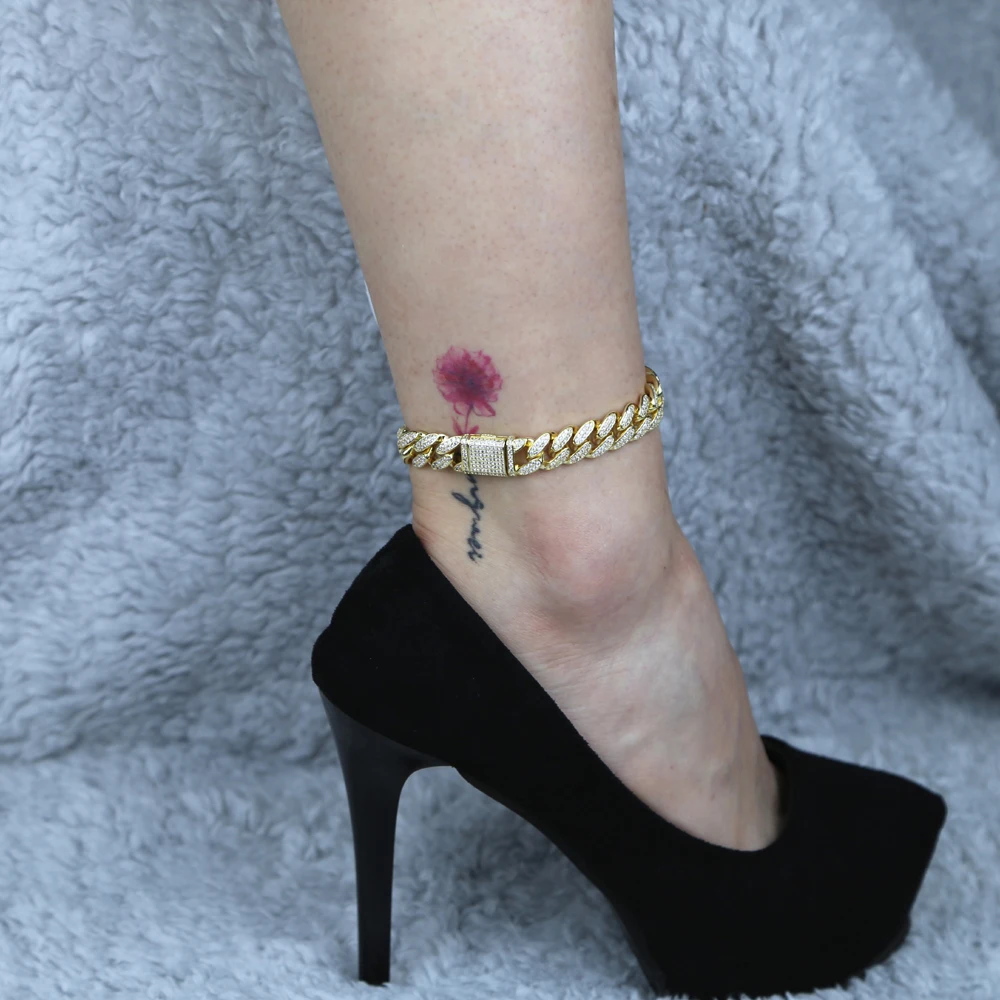 Цепочка на ногу из кубинской цепи Майами 12 мм 5 А