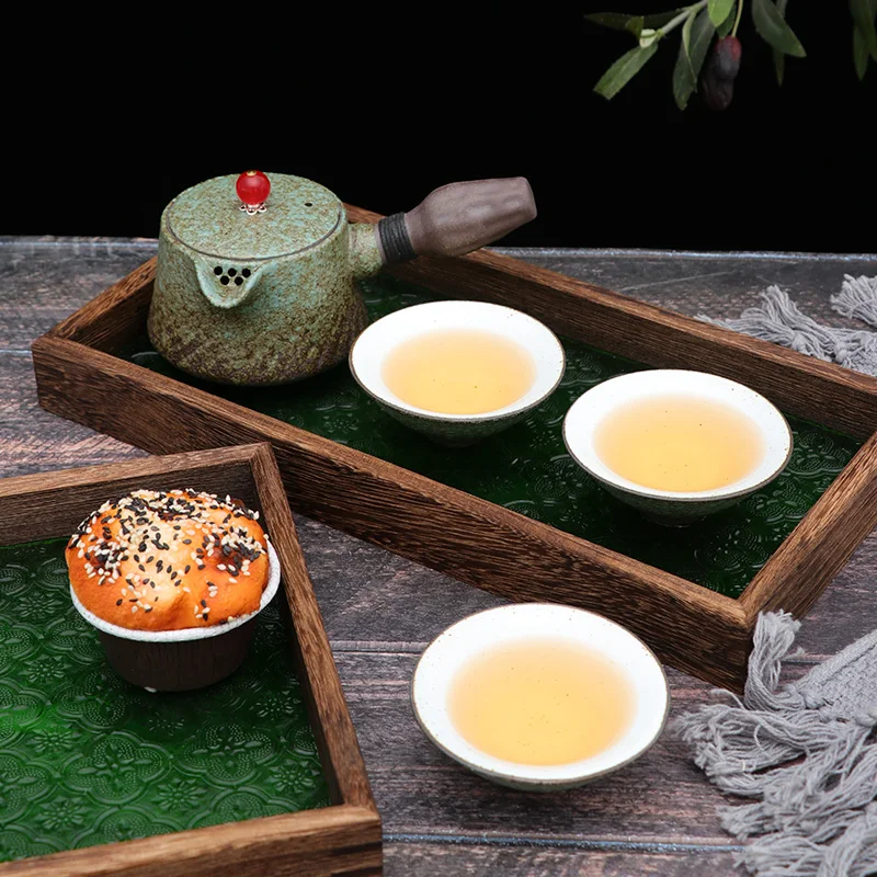 

ЯПОНСКИЕ ВИНТАЖНЫЕ стеклянные чайные подносы, зеленая Бегония, рельефная декоративная чайная чашка, чайный сервиз, поднос, органайзер для ч...