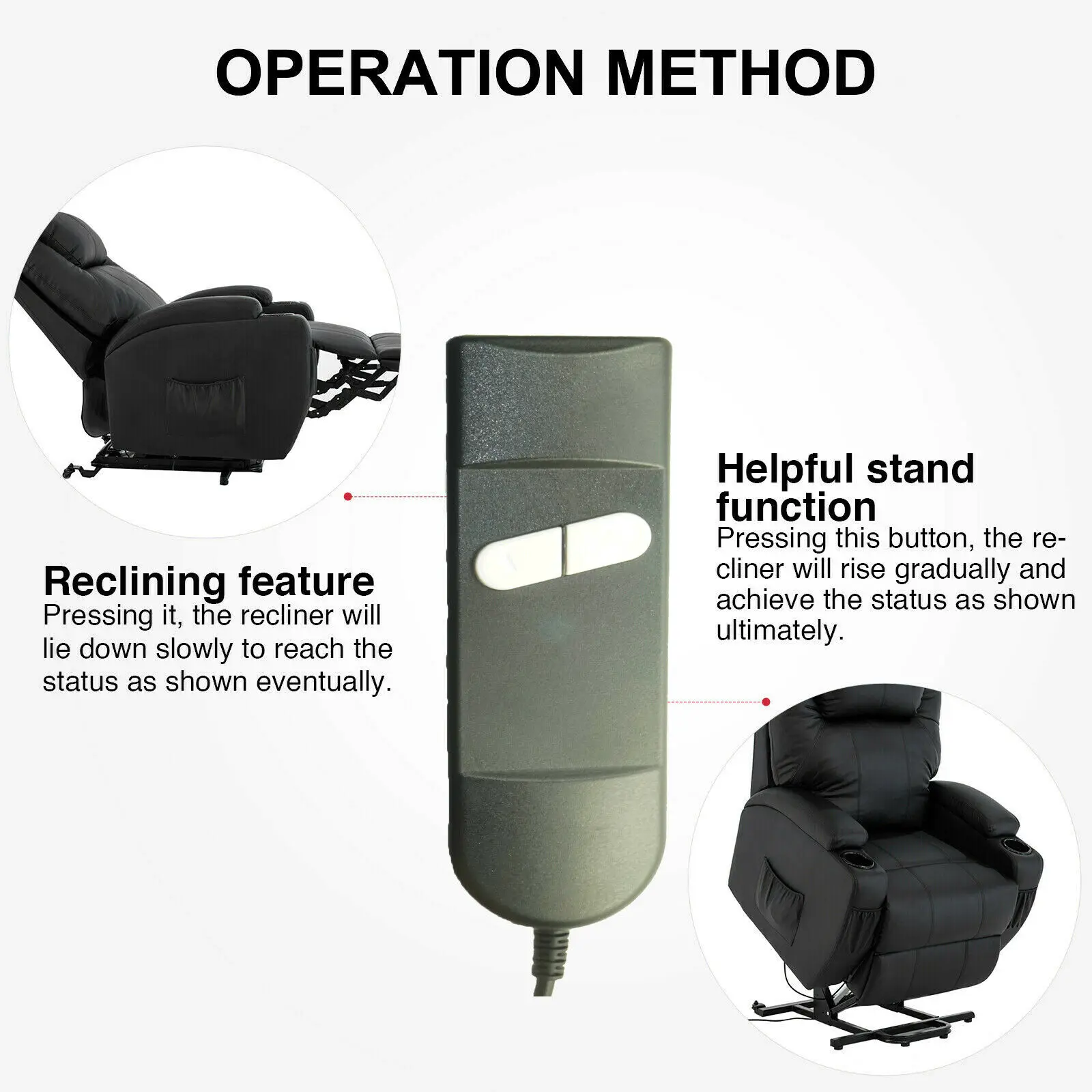 Подъемное кресло с кнопкой для подъемного кресла Okin и откидывающейся рукой |