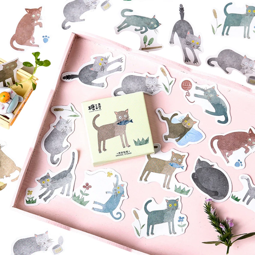 45 шт./упак. с милым рисунком кота серии небольшой бумажный стикер на клейкой