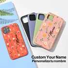 Персонализированный Чехол для телефона с цветами для iPhone 13, 12, 11 Pro Max, 7, 8 Plus, X, XS, XR, чехол с именем на заказ для iPhone 11 Pro, Max, Женский чехол