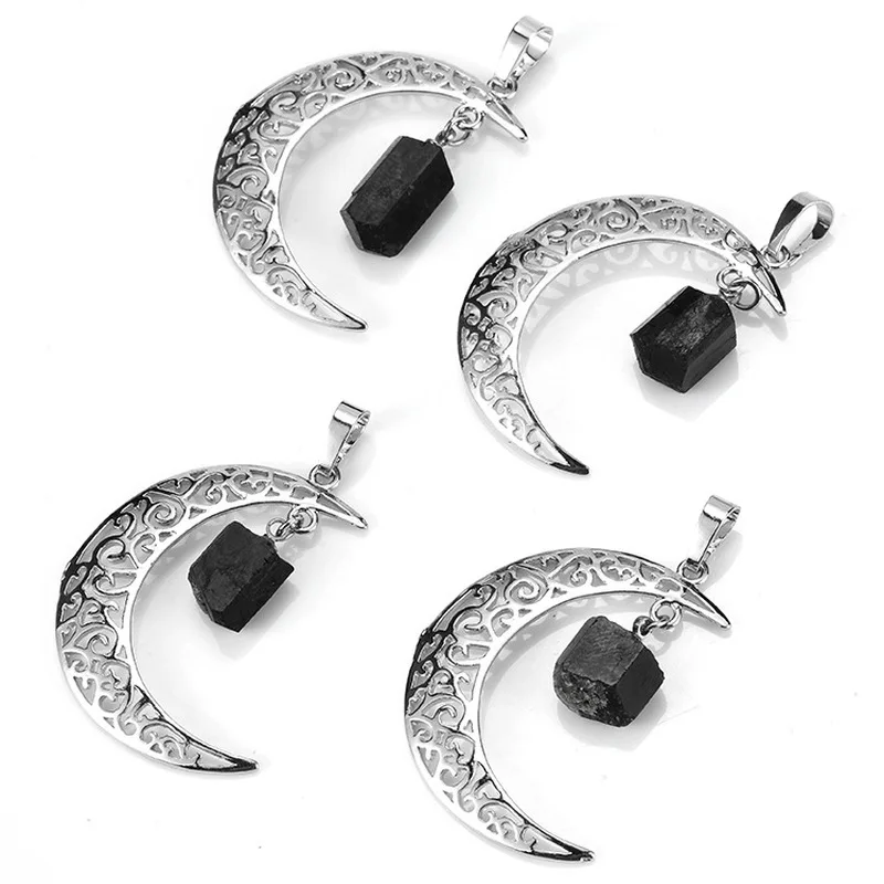 Винтажная подвеска в виде полумесяца с Луной и фиолетовым кристаллом розовый