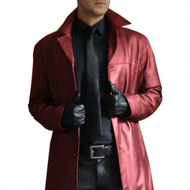 Модное супер длинное пальто из искусственной кожи мужской зимний Тренч