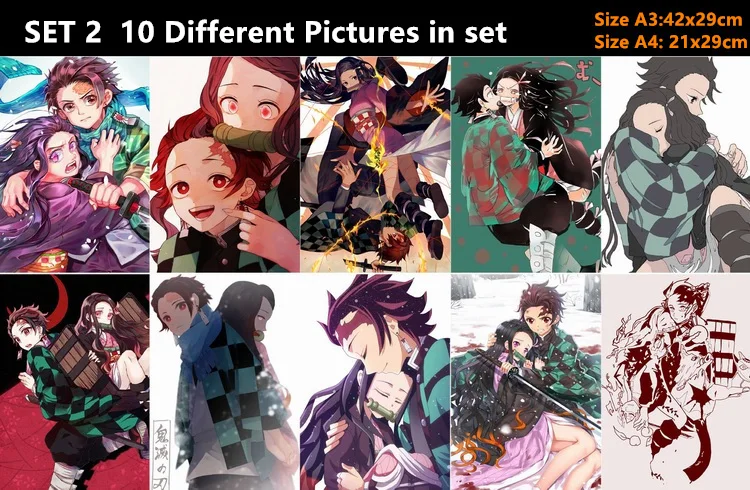 10 шт./лот Аниме Убийца демонов: Kimetsu no Yaiba постер наклейка открытка игрушка