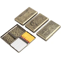 retro metal cigarette case box double sided spring clip open pocket holder for 14 100mm cigarettes credit card holder for men