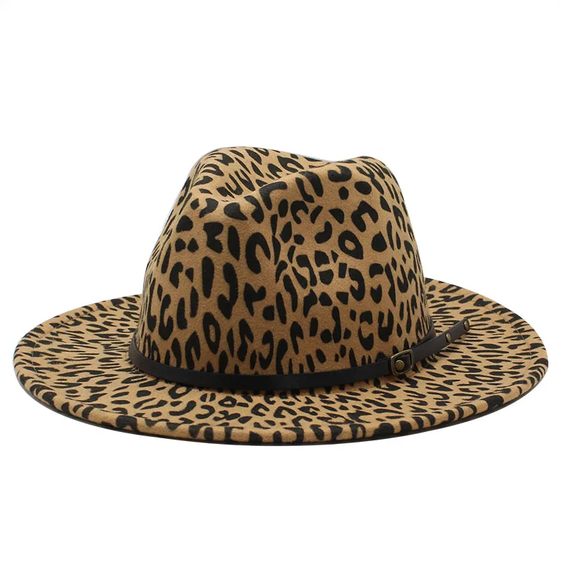 Seioum Unisex Men Women Fedora Hat With Belt Winter Autumn Wool Hat Wide Brim Hat Panama Jazz Hat