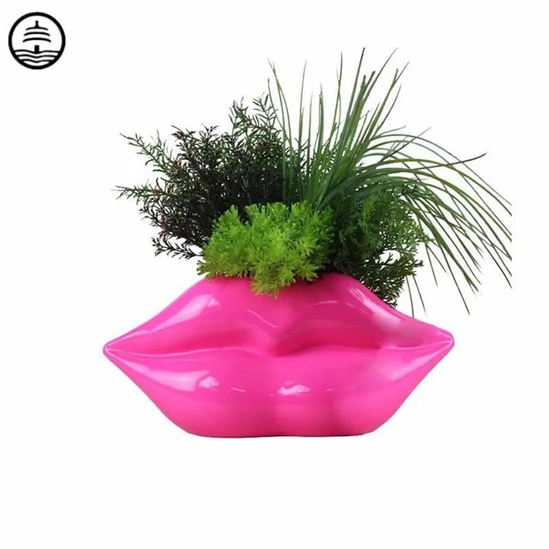

BAO GUANG TA Modern Simple Abstract Lips Vase Mouth Art Dried Flower Arrangement Ideas Resin Crafts Table Decoration R6222