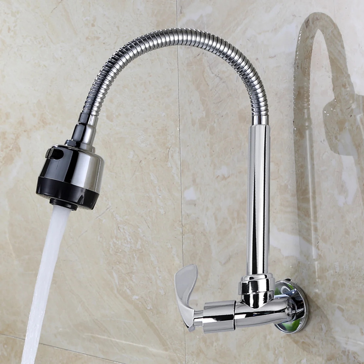 

Flexible Cold Water Plating Kitchen Universal Single Holder Single Hole Zinc Alloy Kitchen Faucets Basin (Silver)