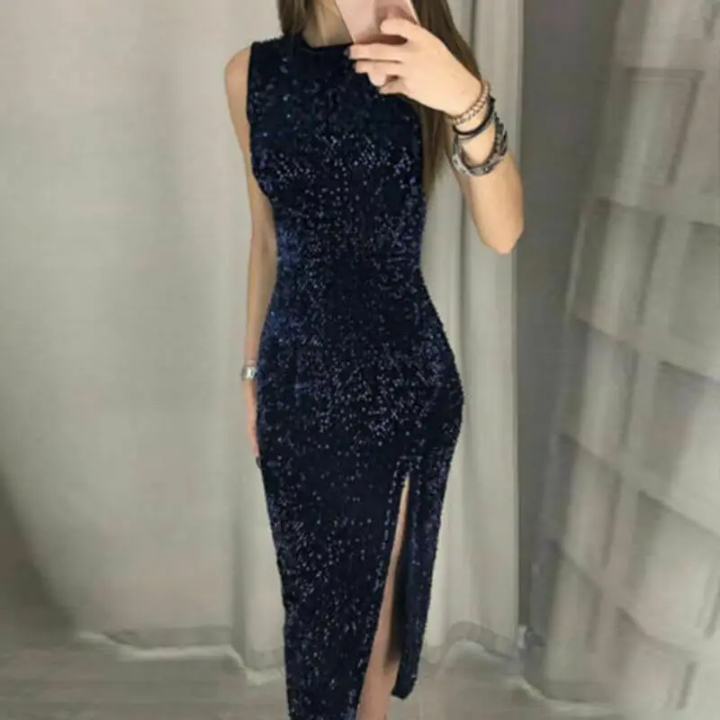 Элегантное женское Платье макси с блестками сексуальное платье для вечеринки