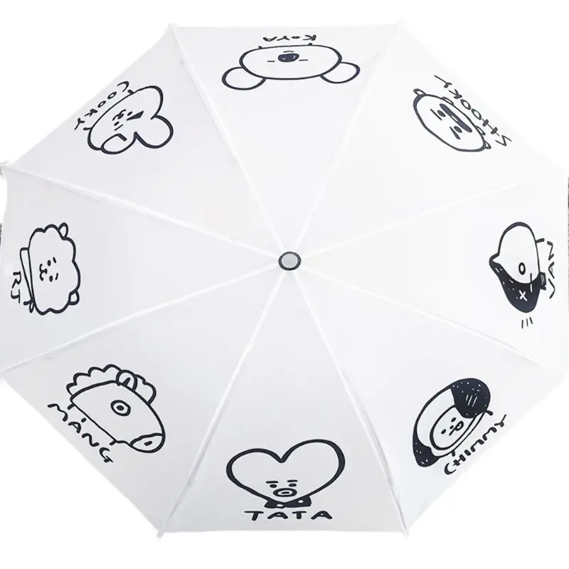 

R58C Hot Sale Fashion Umbrella Kpop Star Same Style Cartoon Cute Gifts Fans Girls Sun Rain Umbrellas for bangtan boys