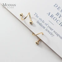 modian trendy 925 sterling silver geometric wave line stud earring for women minimalist earring fashion fine jewelry brincos