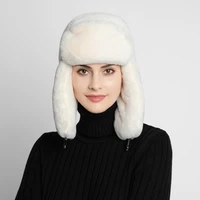 unisex keep warm solid plush hat winter bomber hat lei feng hat plush warm ear protection ski riding wind shield outdoor cap