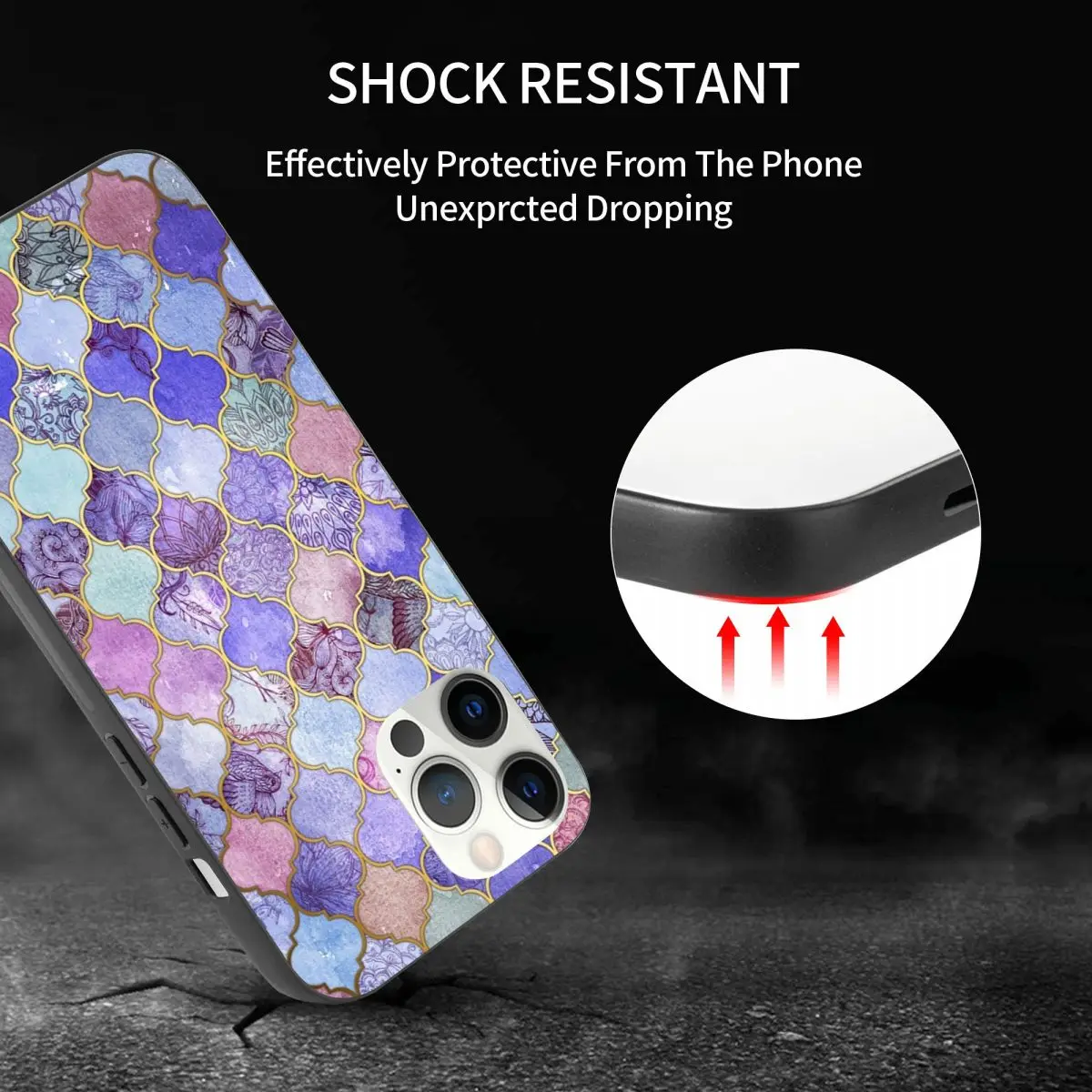 Royal Purple Mauve Indigo Moroccan Tile PC Glass TPU Phone Cover for iPhone 13 12 11 Xs Xr X Pro Max Mini 7 8 Se2 Plus 6 6S | Мобильные