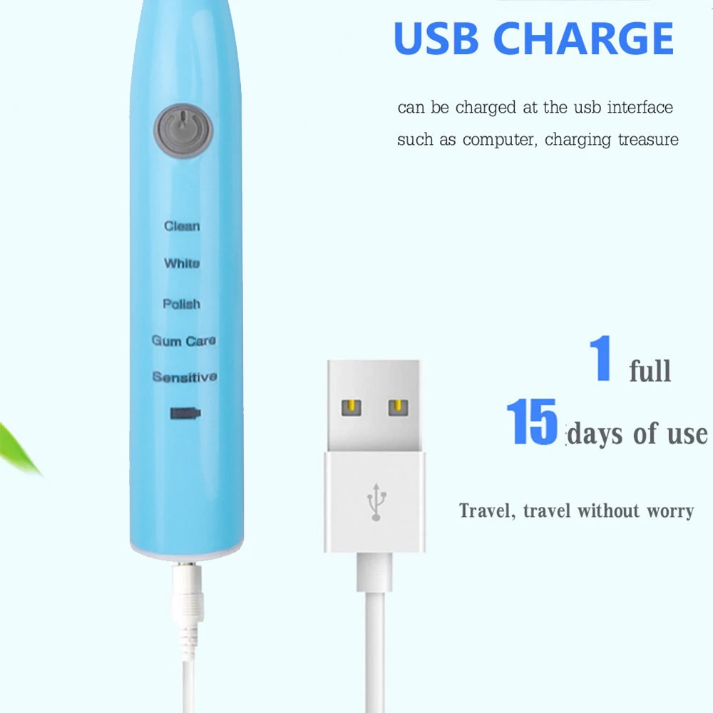 Электрическая зубная щетка Sonic USB зарядное устройство умный чип отбеливающая