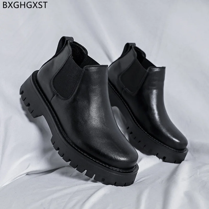 Chelsea Boots Men Winter Shoes Men Leather Boots for Men Male Ankle Boots for Man 2023 Platform Shoes Man Chaussure Homme Sapato