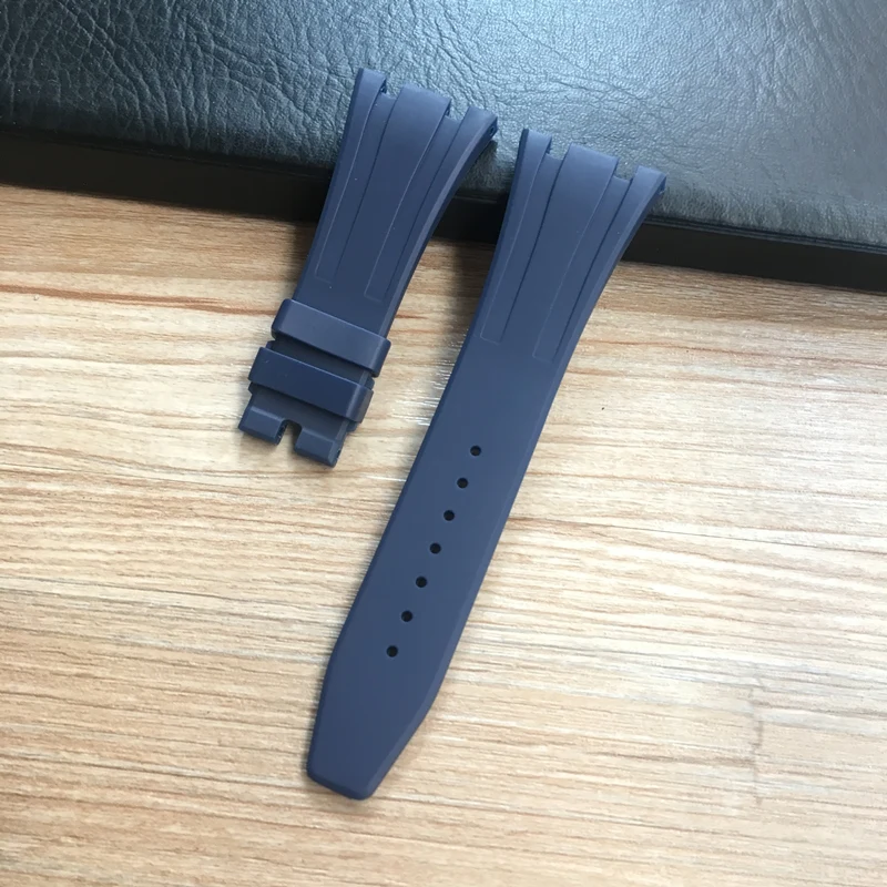 

26mm High Quality Camo Gray White Black Blue Brown Green Silicone Rubber Watch Band Deployment Clasp for AP Royal Oak Bracelet