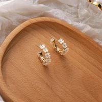 metal white flower shell bohemia stud earrings plant elegant ear studs for women girl friend jewelry valentine party gift custom