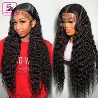 13x4 water wave lace front human hair wig for woman with baby hair preplucked curly human hair wigs transparent lace wig