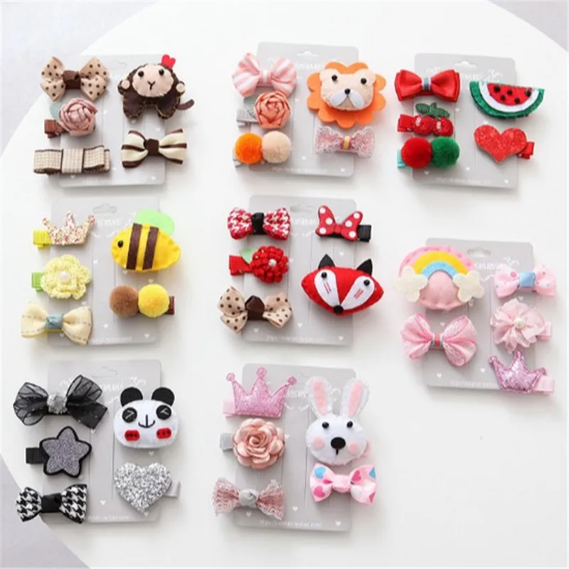 

New All-inclusive Cloth Children's Hair Clip Set Cartoon Animal Handmade Hair Accessories